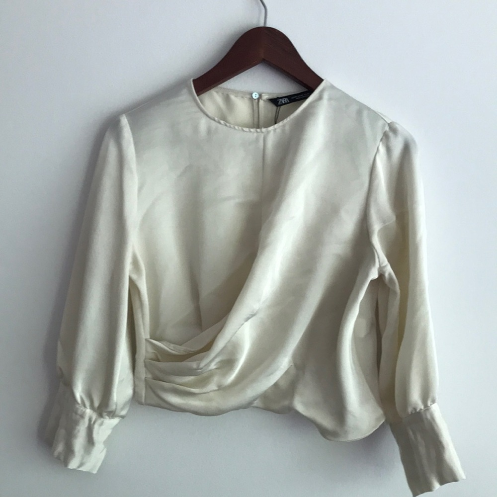 Zara cream satin blouse